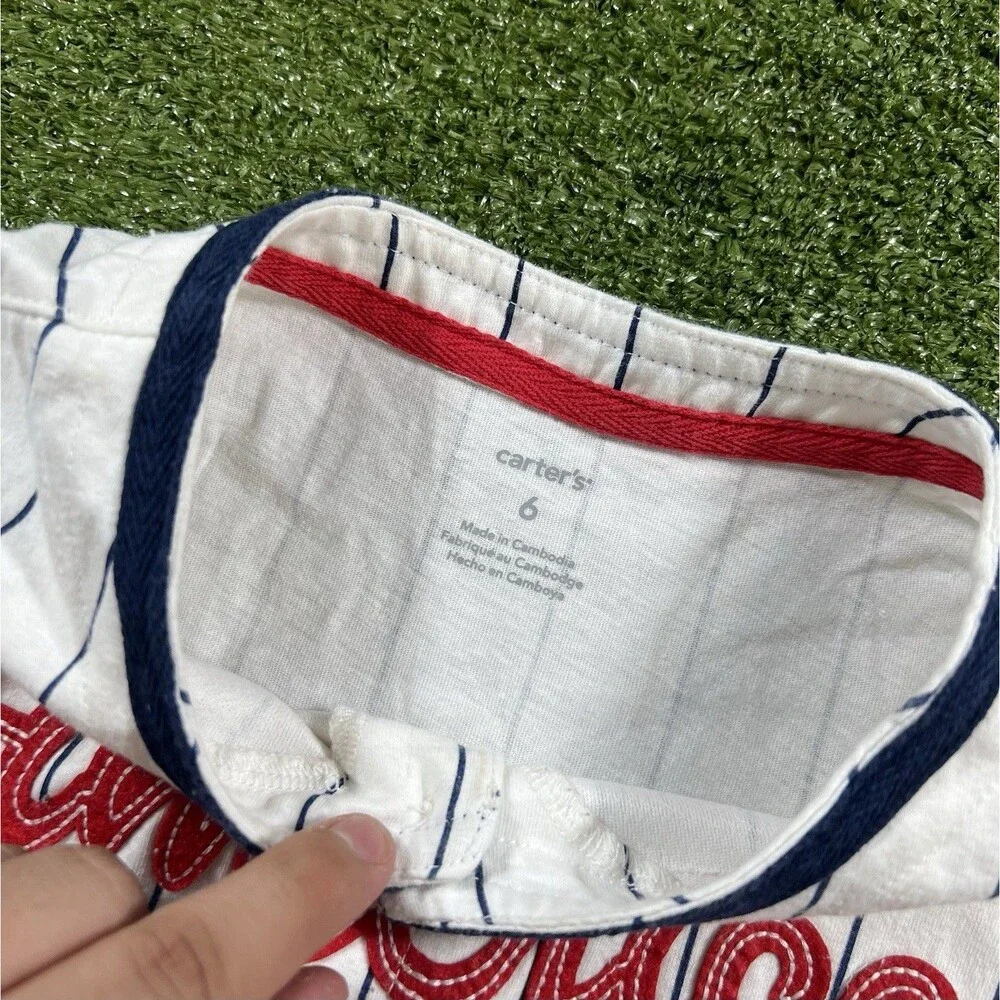 Carter's Toddler Boy America Pinstripe Baseball Jersey Shirt Size 6